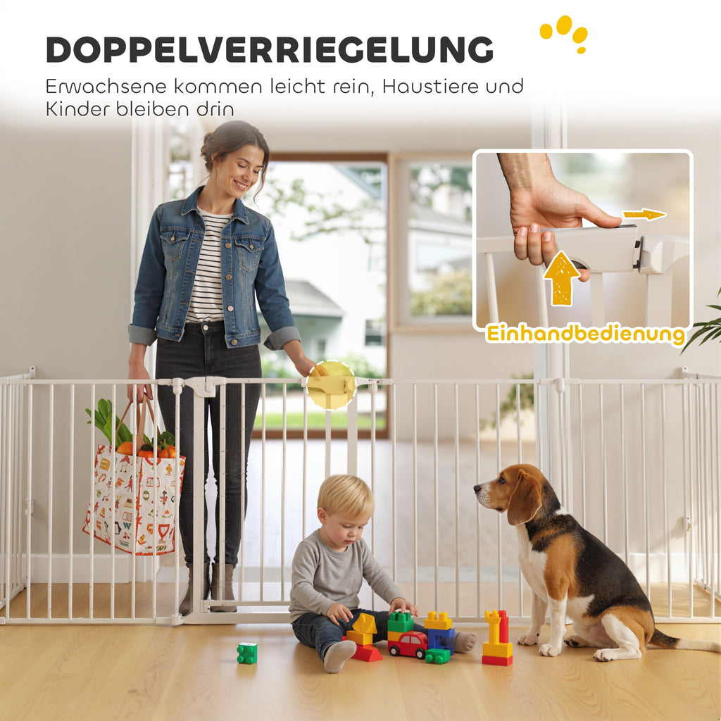 6-Panel Foldable Pet Barrier with Door