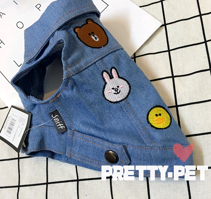 Dog Denim Clothing for Pets - Teddy Bear Vest Shirt