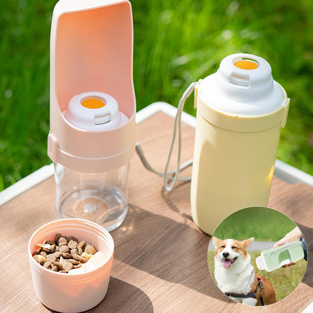 2-in-1 Travel Dog Water Bottle and Feeder