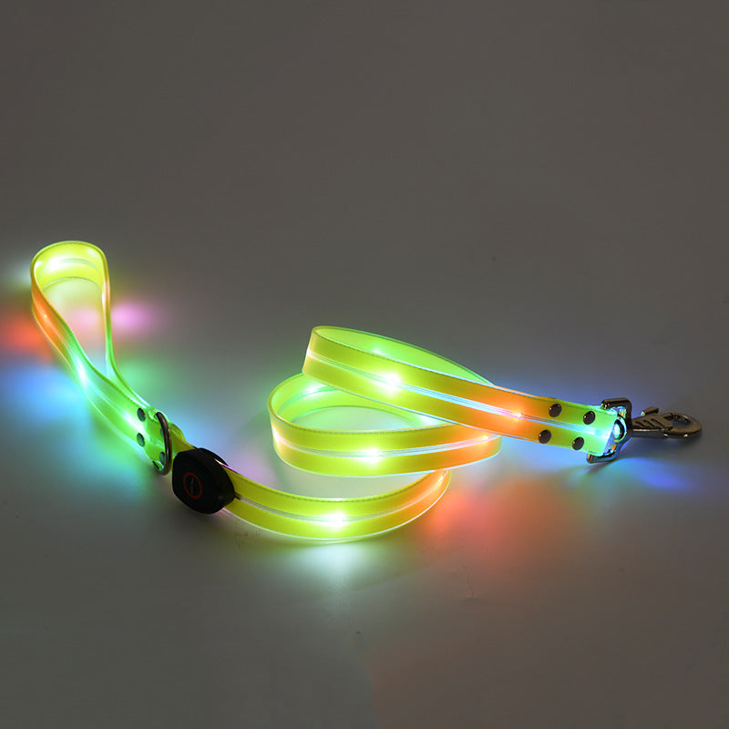 Rechargeable LED Luminous Nylon Pet Collar & Tow Rope