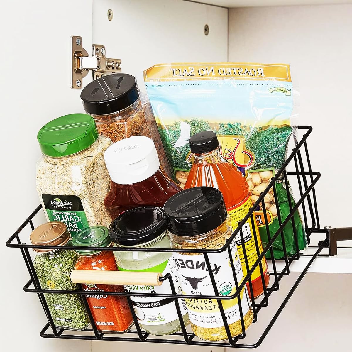 Longiteeyi Upgrade Pull Down Kitchen Cabinet Organizer Sliding Out Storage Basket for Upper Cabinet Pull Out Drawer