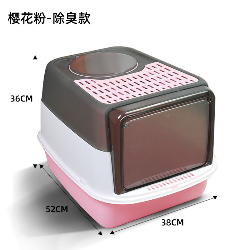Extra Large Enclosed Cat Litter Box with Drawer System