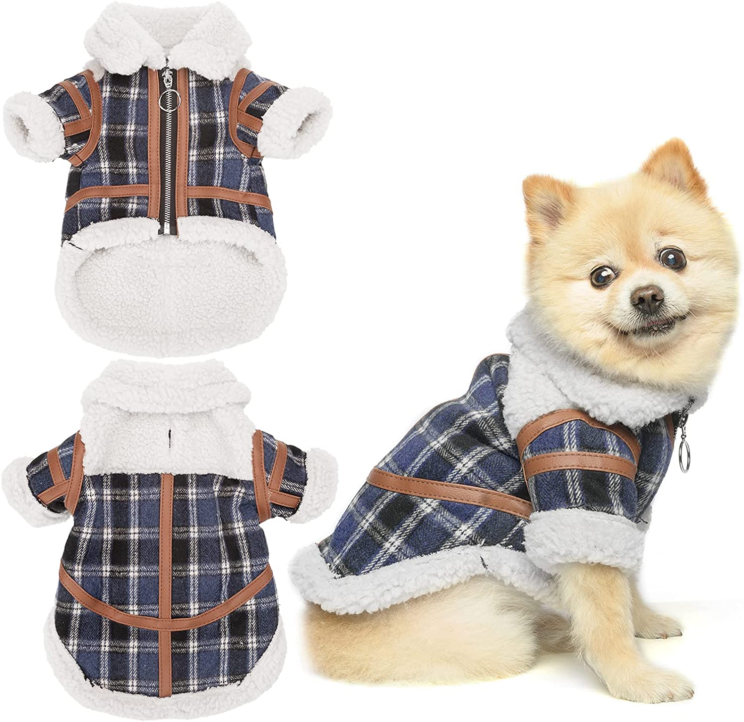 Plaid Warm Lamb Velvet Clothes for Two-Legged Pets