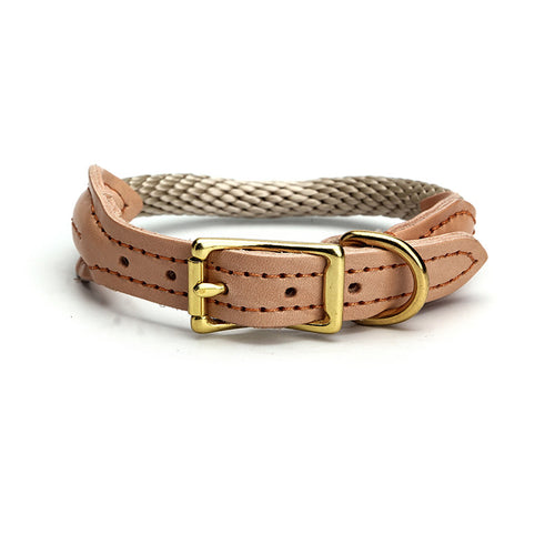 Adjustable Nylon Dog Collar with Original Cowhide Design