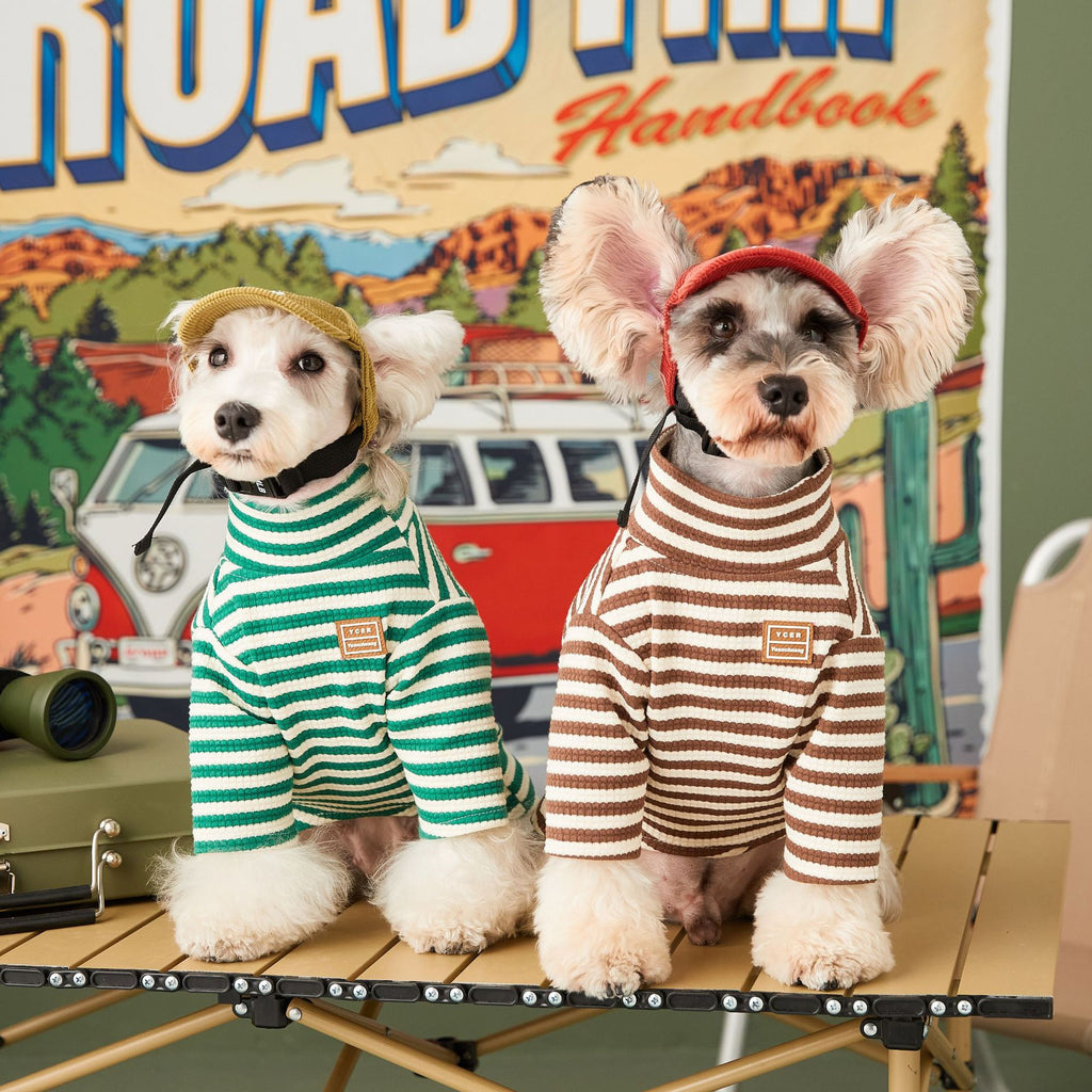Striped High-Neck Two-Piece Cat Outfit