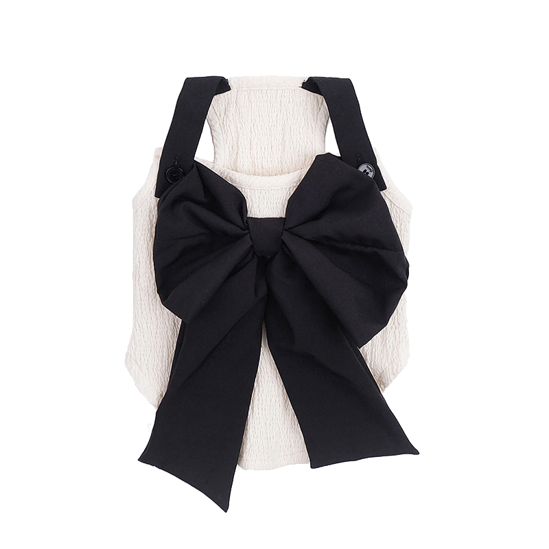 Black Silk Bow Tank Top for Pets