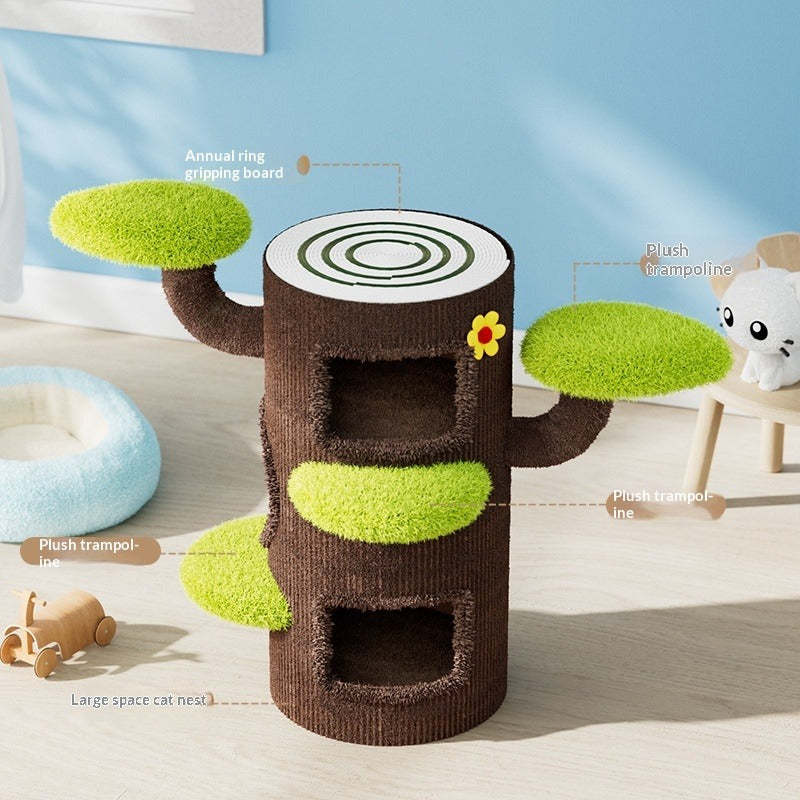 Vertical Cat Scratcher & Multi-level Cat Tree Bed