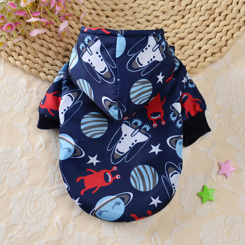 Fashionable Cartoon Velvet Windbreaker for Small Pets