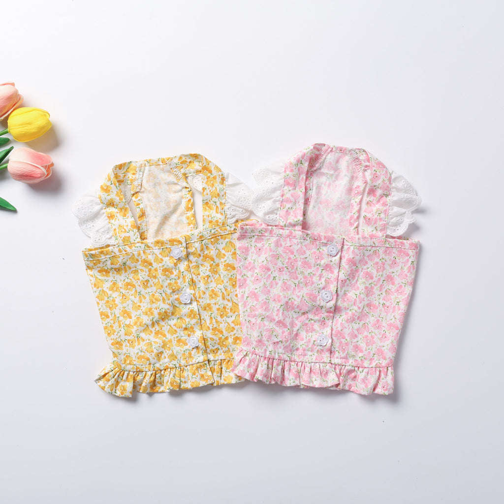 INS Wind Yellow Flowers Bichon Teddy Dog Skirt