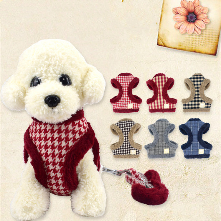 Teddy Bichon Dog Chest Strap and Lead Rope for Winter