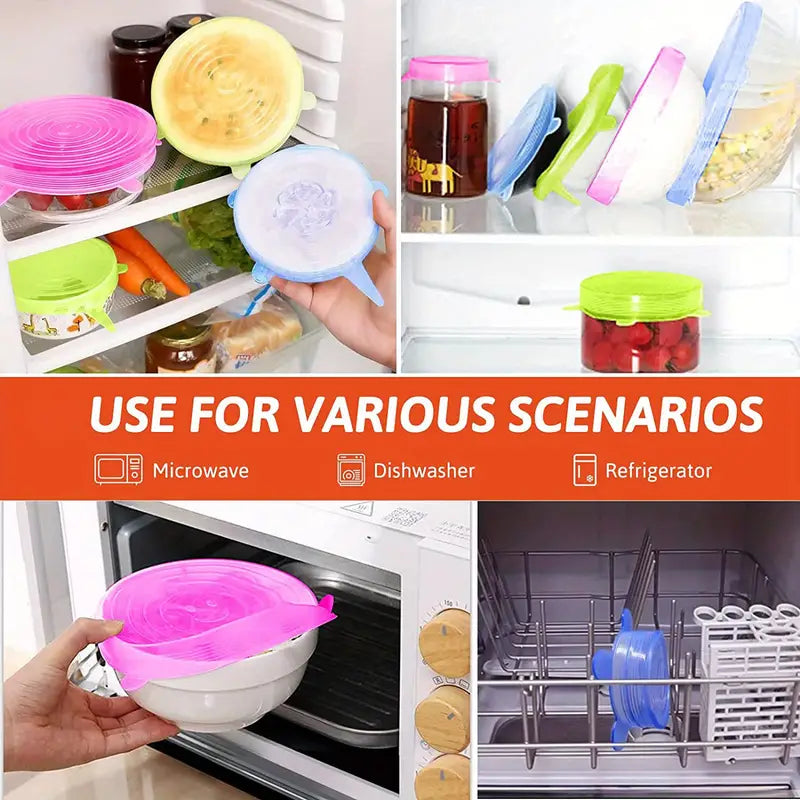 Silicone Stretch Lids Set for Food Storage (6 Sizes)
