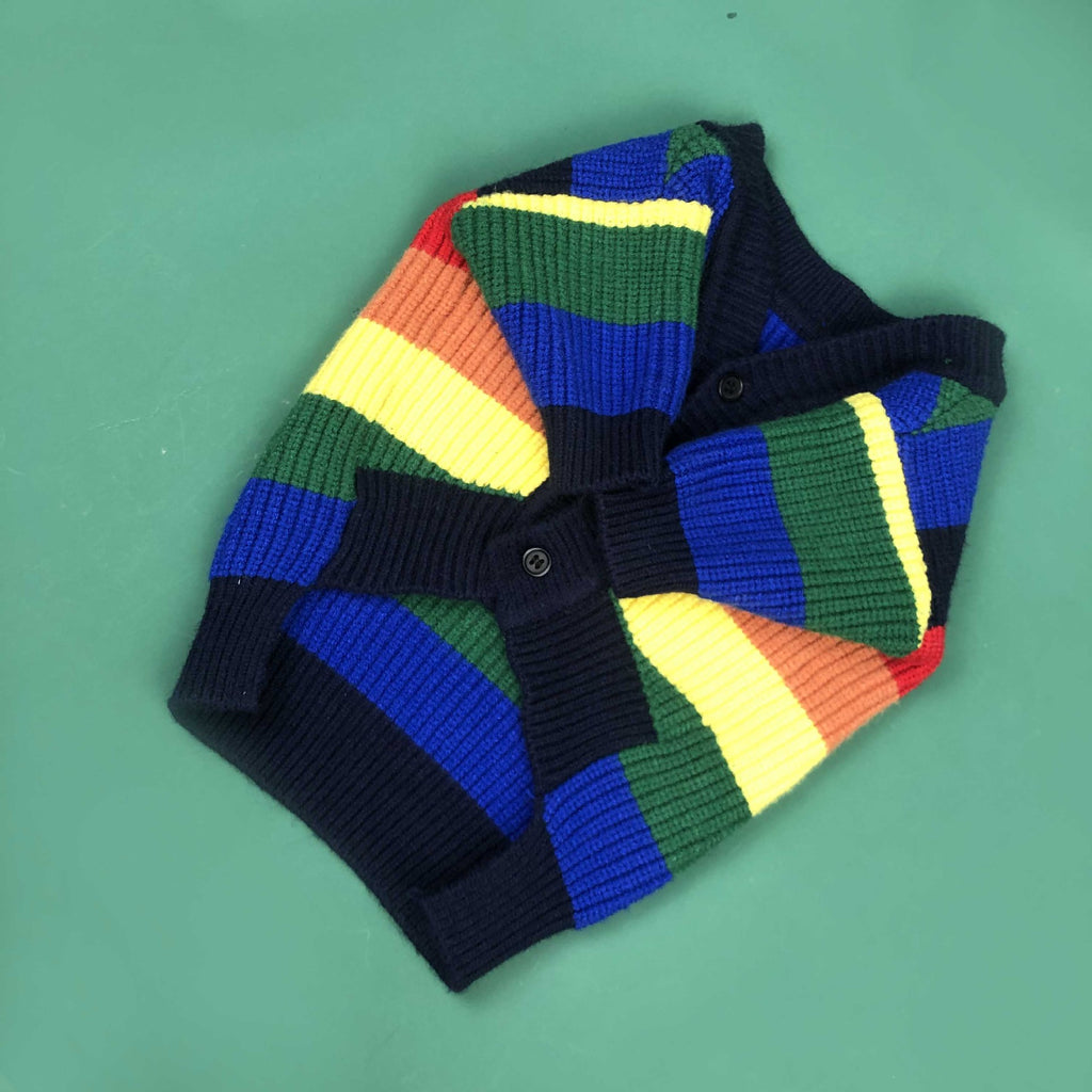 Rainbow Stripe Cardigan for Dogs (Dog Sweater)