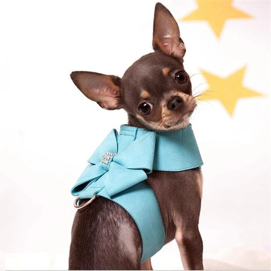 Princess Style Dog Leash and Harness Set with Bowknot