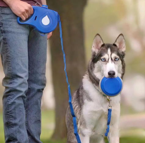 Portable Dog Leash with Built-in Water Bottle