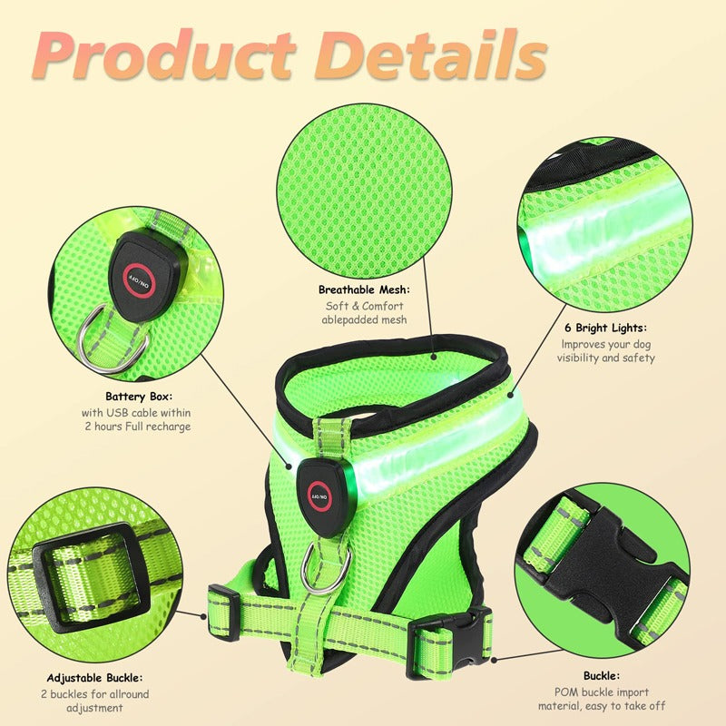 LED Rechargeable Dog Harness