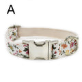 White Flower Pet Collar and Leash with Metal Buckle