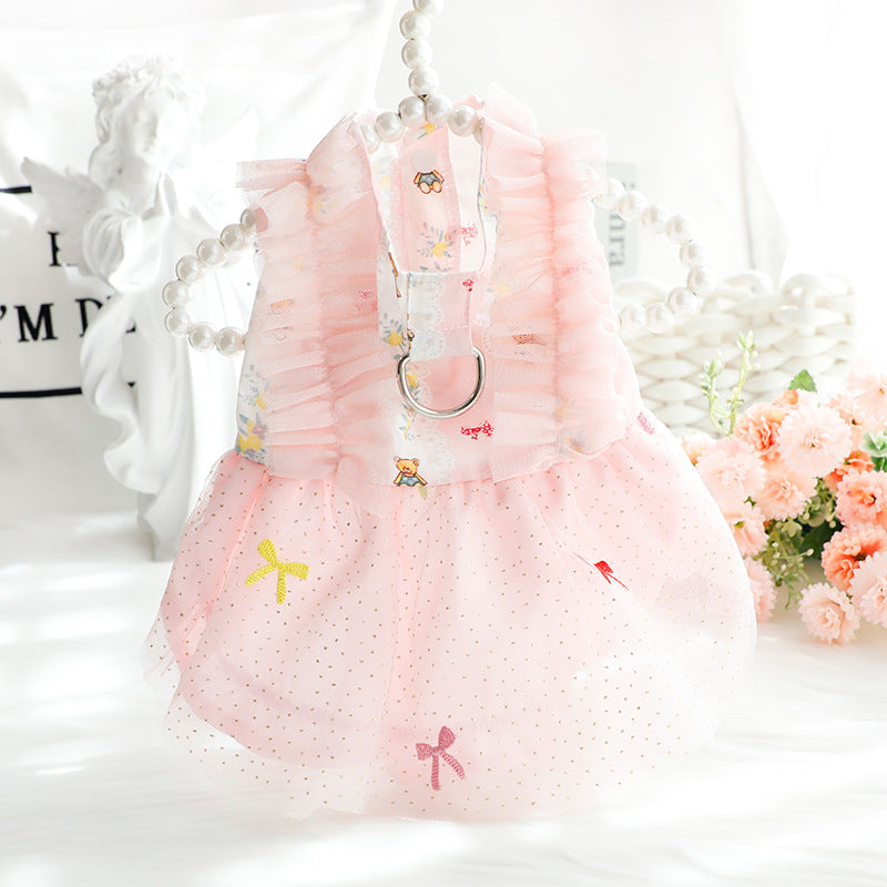 Embroidered Thin Pet Princess Skirt for Dogs and Cats