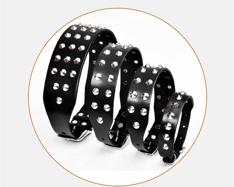 Cowhide Leather Diamond Collar with Alloy Buckle for Pets