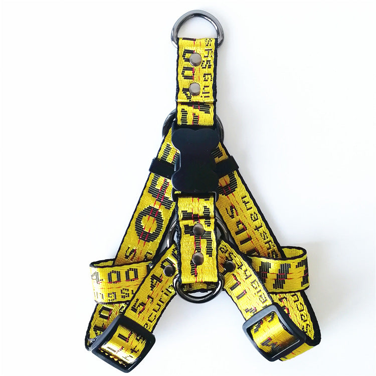 Gold Chain Nylon Dog Collar and Leash Set for Pets