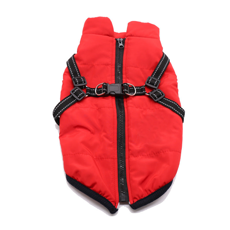 Winter Dog Cotton Coat with Integrated Vest Design