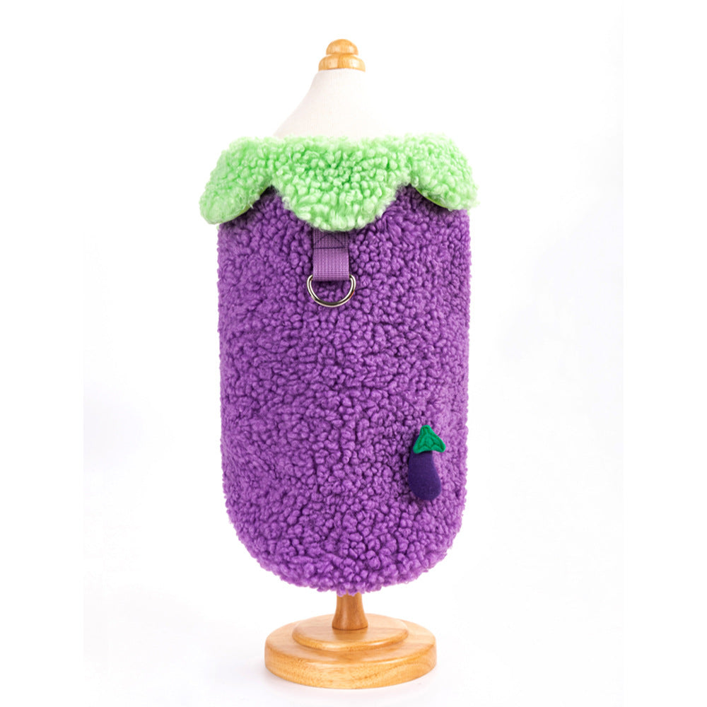 Korean Style Lace Warm Pet Clothes with Lotus Leaf Design