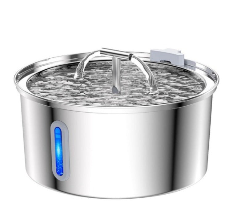 All Stainless Steel Pet Water Dispenser - Large Capacity Round Runway Style