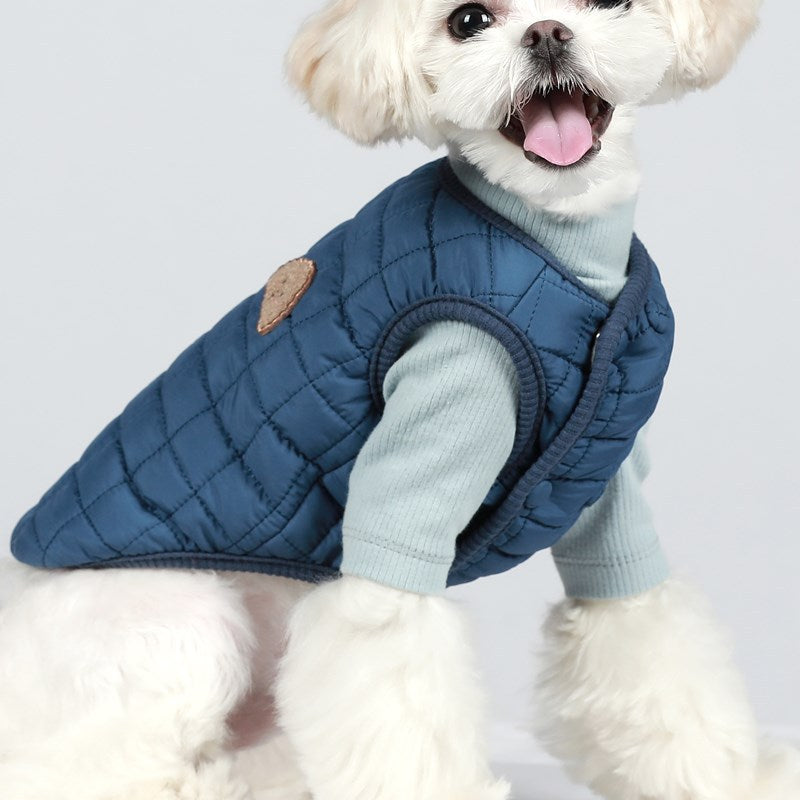 Double Breasted Quilted Cotton Pet Vest Coat