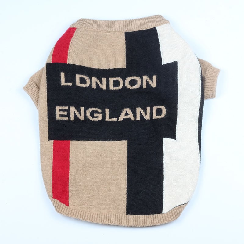 British Check Teddy Dog Costume Crew Neck Sweater