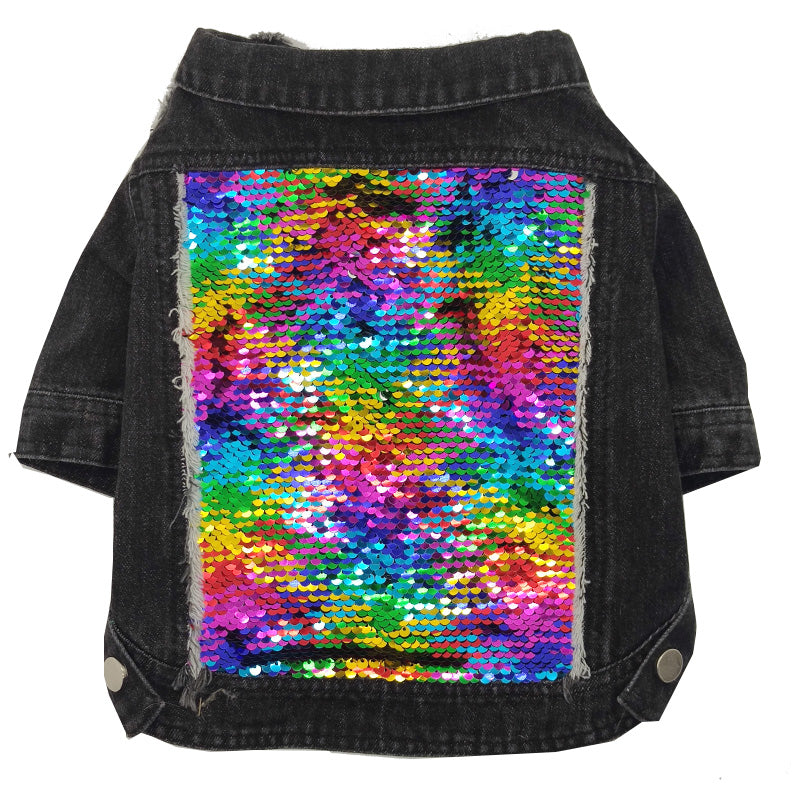 Sequin Denim Dog Jacket for Small, Medium, Large Breeds