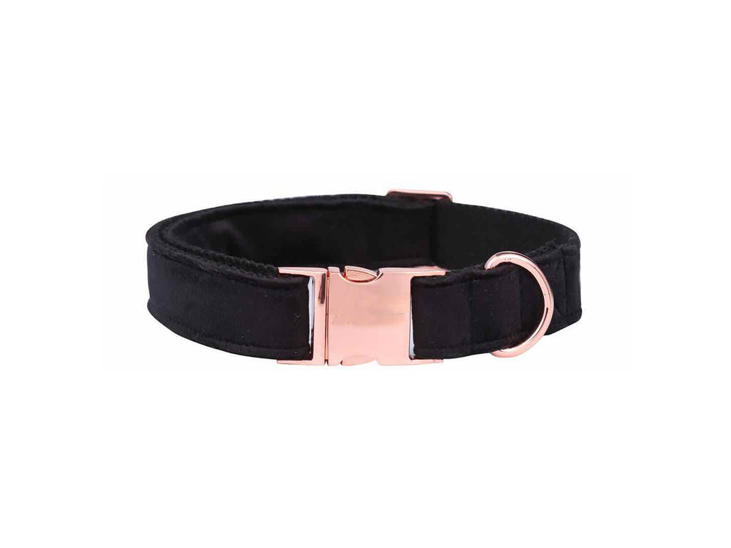 Black Fabric Dog Collar with Leash Set and Metal Buckle