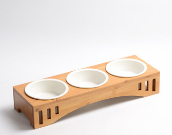 Wooden Pet Dining Table with Bowl Stand and Accessories