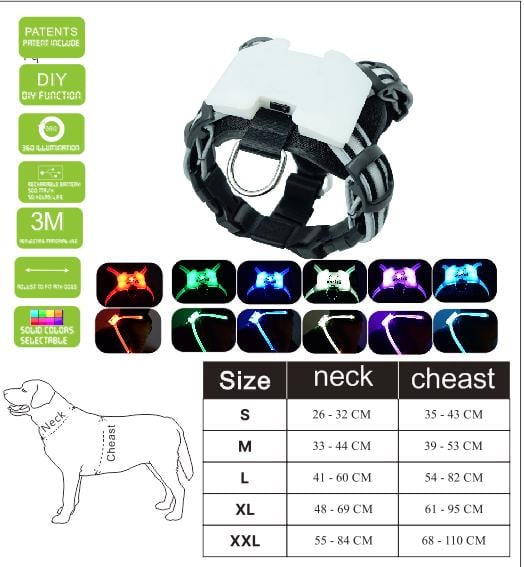 LED USB Rechargeable Silicone Dog Collar for All Sizes