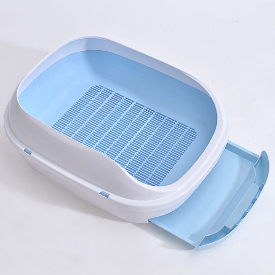 Semi-closed Grid Drawer Double Layer Litter Box