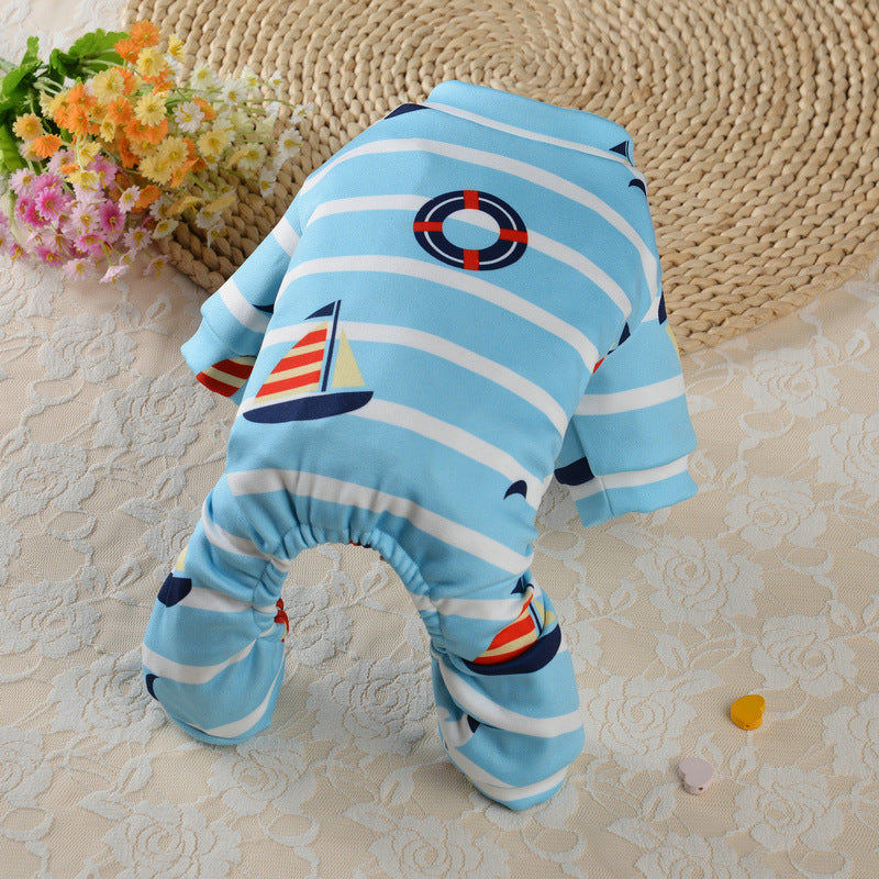Striped Four-Legged Sailor Pants for Dogs