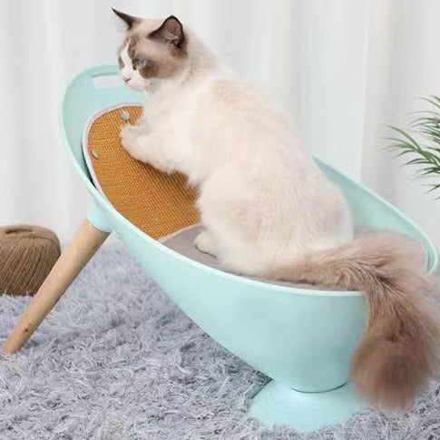 Multifunctional Cat Chair with Scratching Pad and Cushion