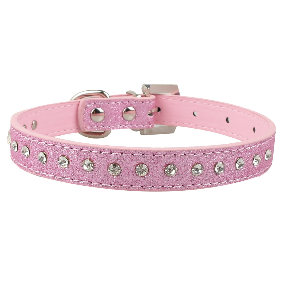 Korean Velvet Pet Leash with Rhinestone Design
