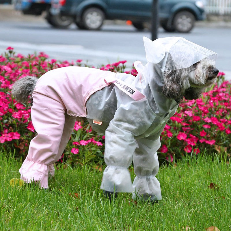 Waterproof Raincoat for Dogs with Cute Horns and Pants