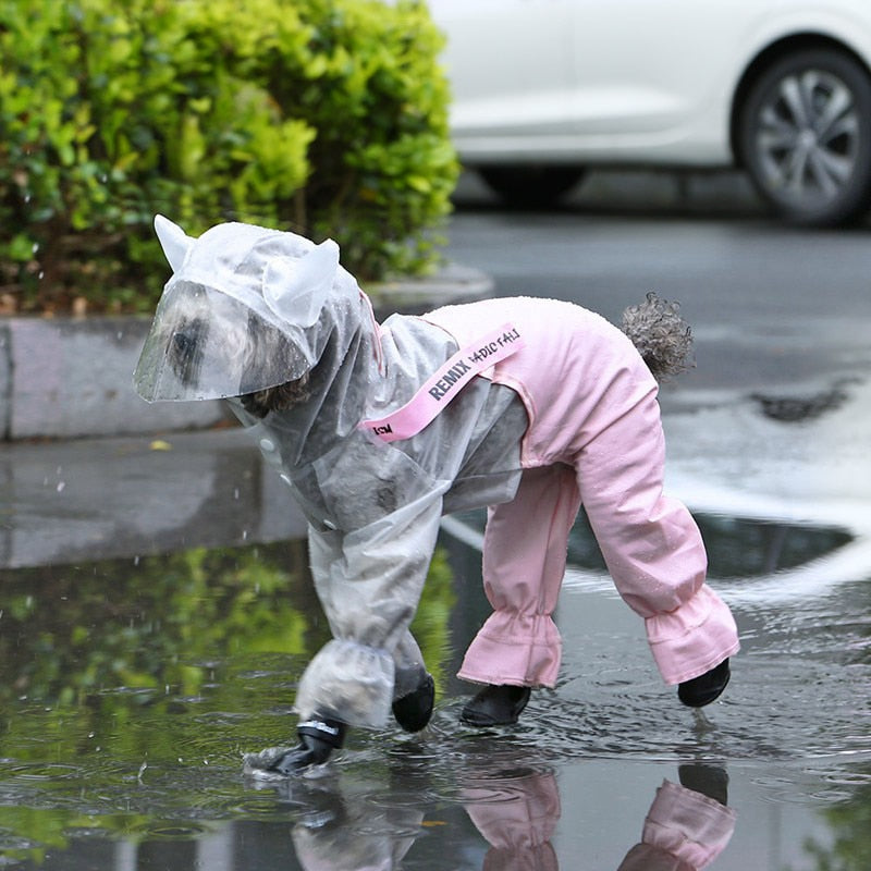 Waterproof Raincoat for Dogs with Cute Horns and Pants