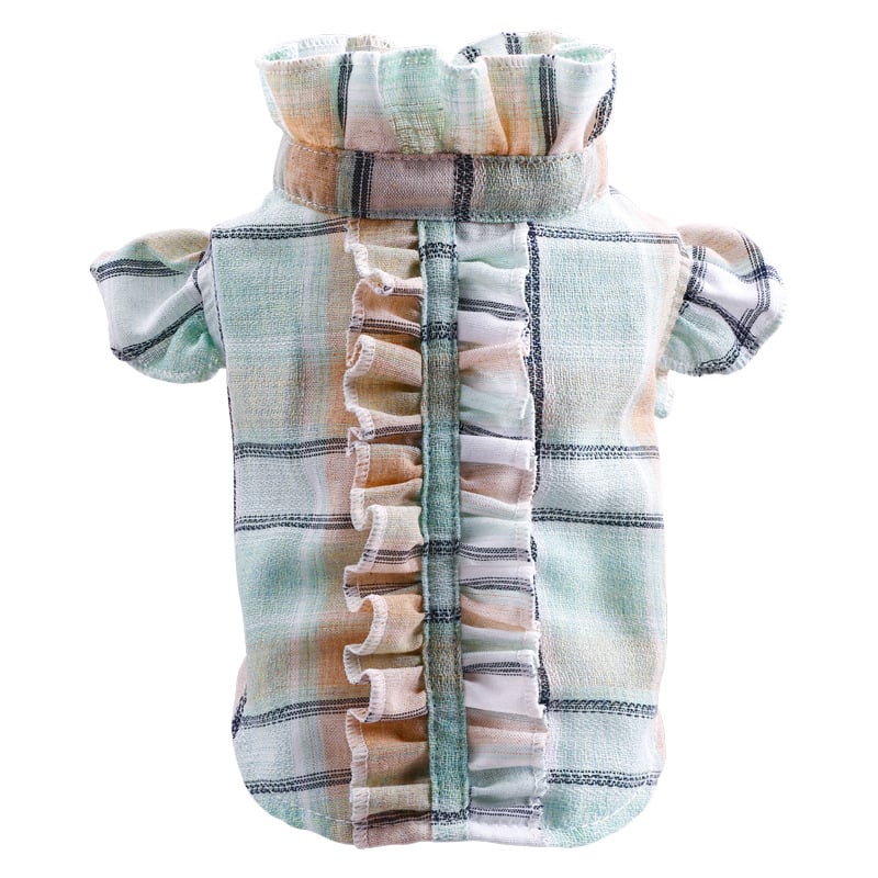 Summer Thin Cat Clothes with Wood Ear Design Shirt