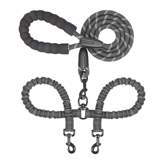 Double Dog Leash Coupler for Walking Two Dogs