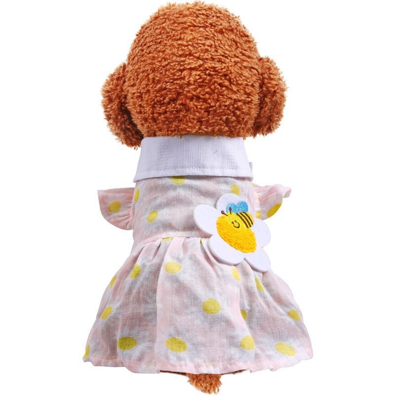 Yellow Plaid Sunflower Bee Skirt for Cats
