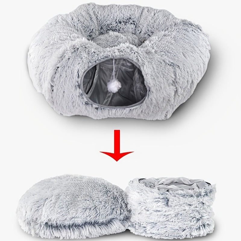 Plush Cat Tunnel Bed