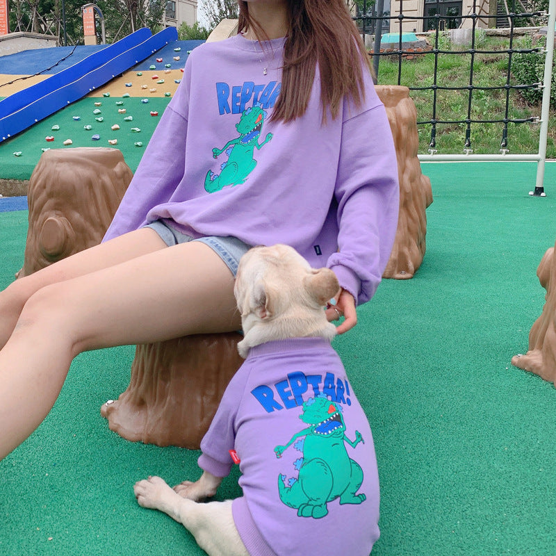 Spring and Autumn Cartoon Print Dog Parent-Child Outfit