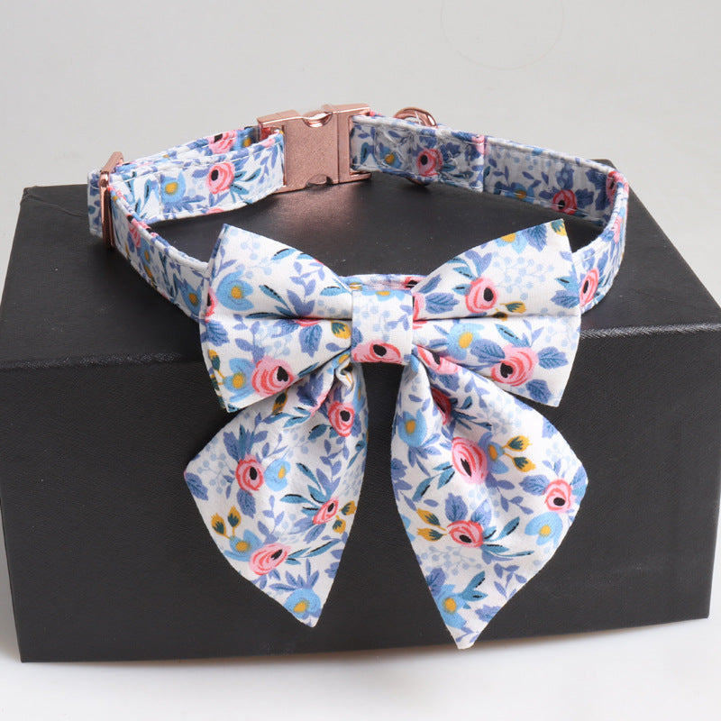 Fashionable Dog Collar with Bow and Print Design