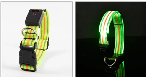 LED Dog Collar with Reflective Strips