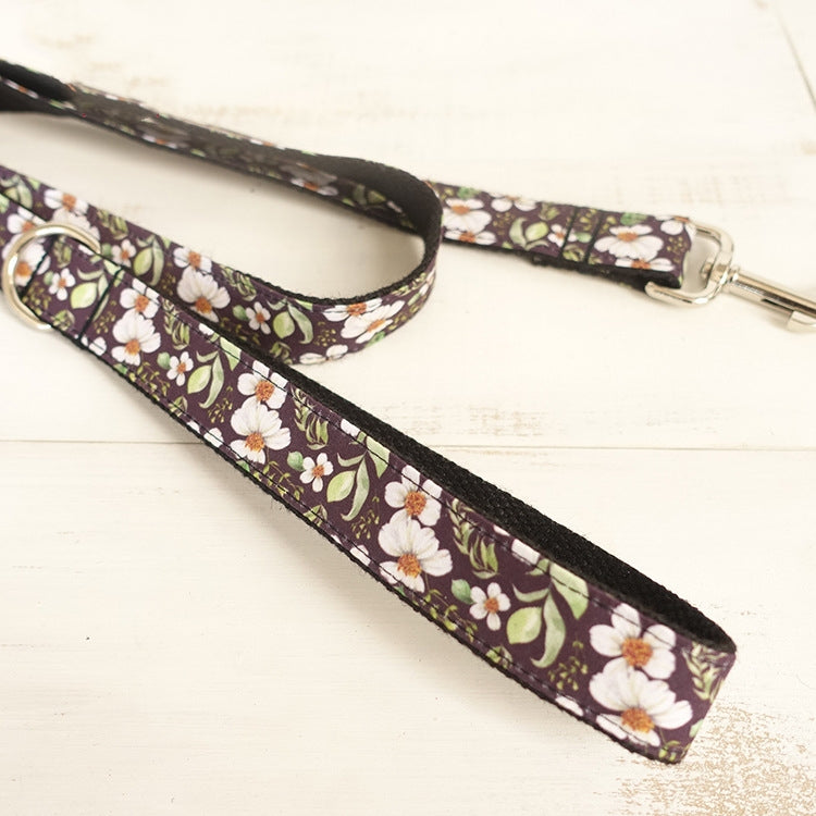 Stylish Dog Leash with Unique Design and Black Floral Pattern