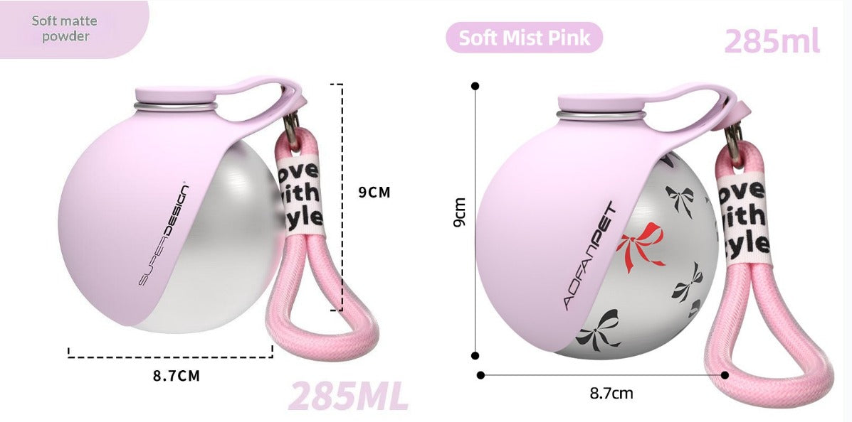 Portable Stainless Steel Pet Water Bottle with Bowl