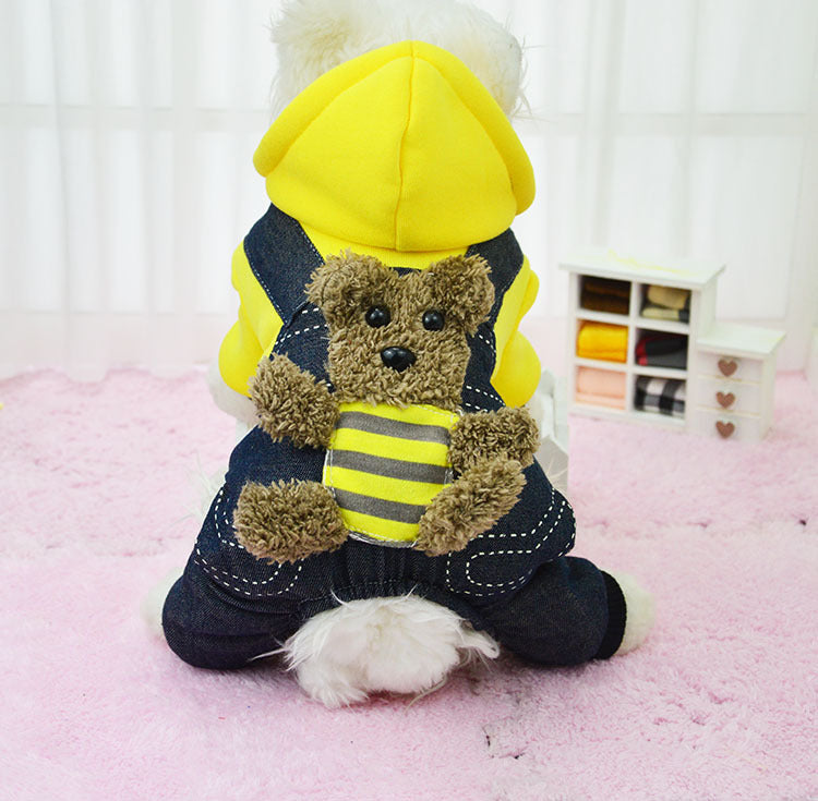 Thick Fleece Pet Jumpsuit with Four Legs for Pets