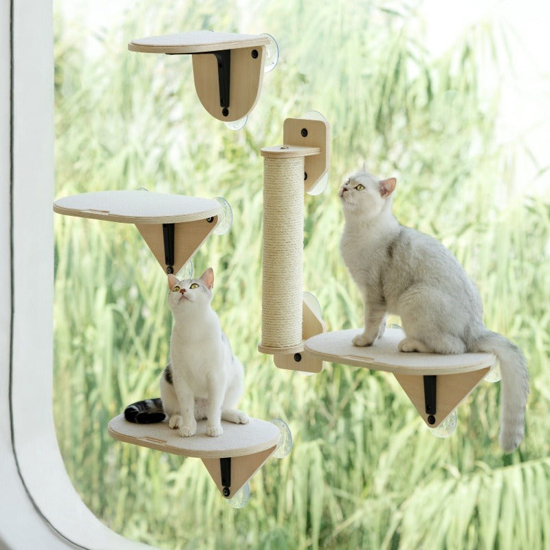 Wall-Mounted Cat Climbing Tree & Scratcher Set