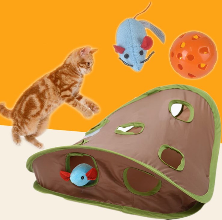 Cat Toy with Bell and Nine Holes for Fun Play